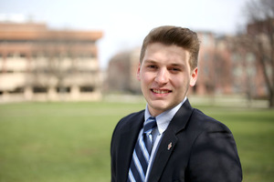 Charlie Mastoloni is campaigning for president of Syracuse University's Student Association alongside his running mate Jessica Brosofsky.